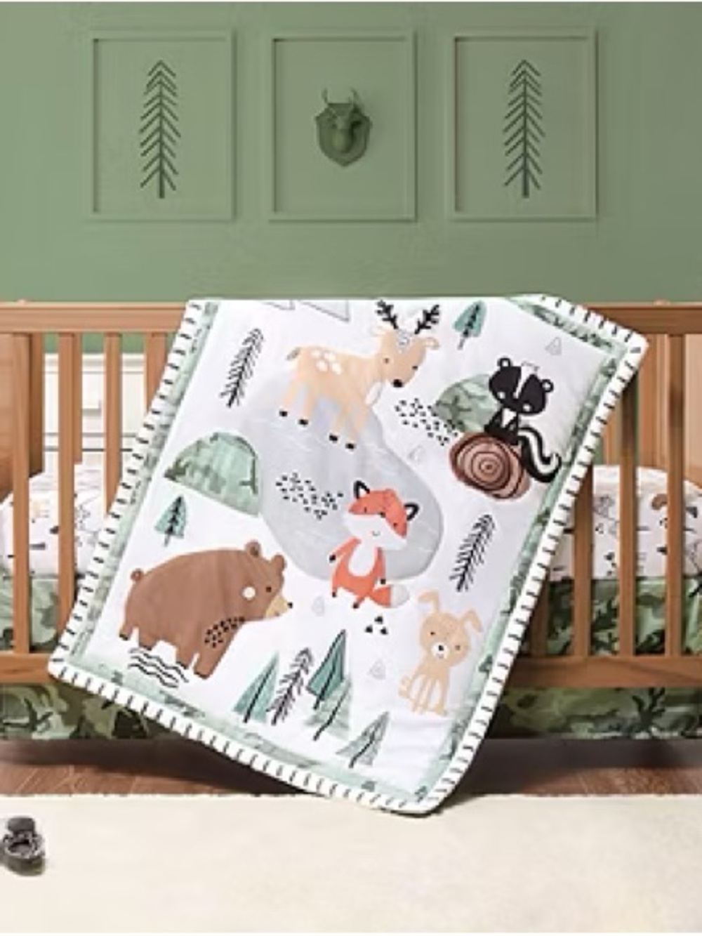 2x Green Camo crib skirt only- Camouflage Print